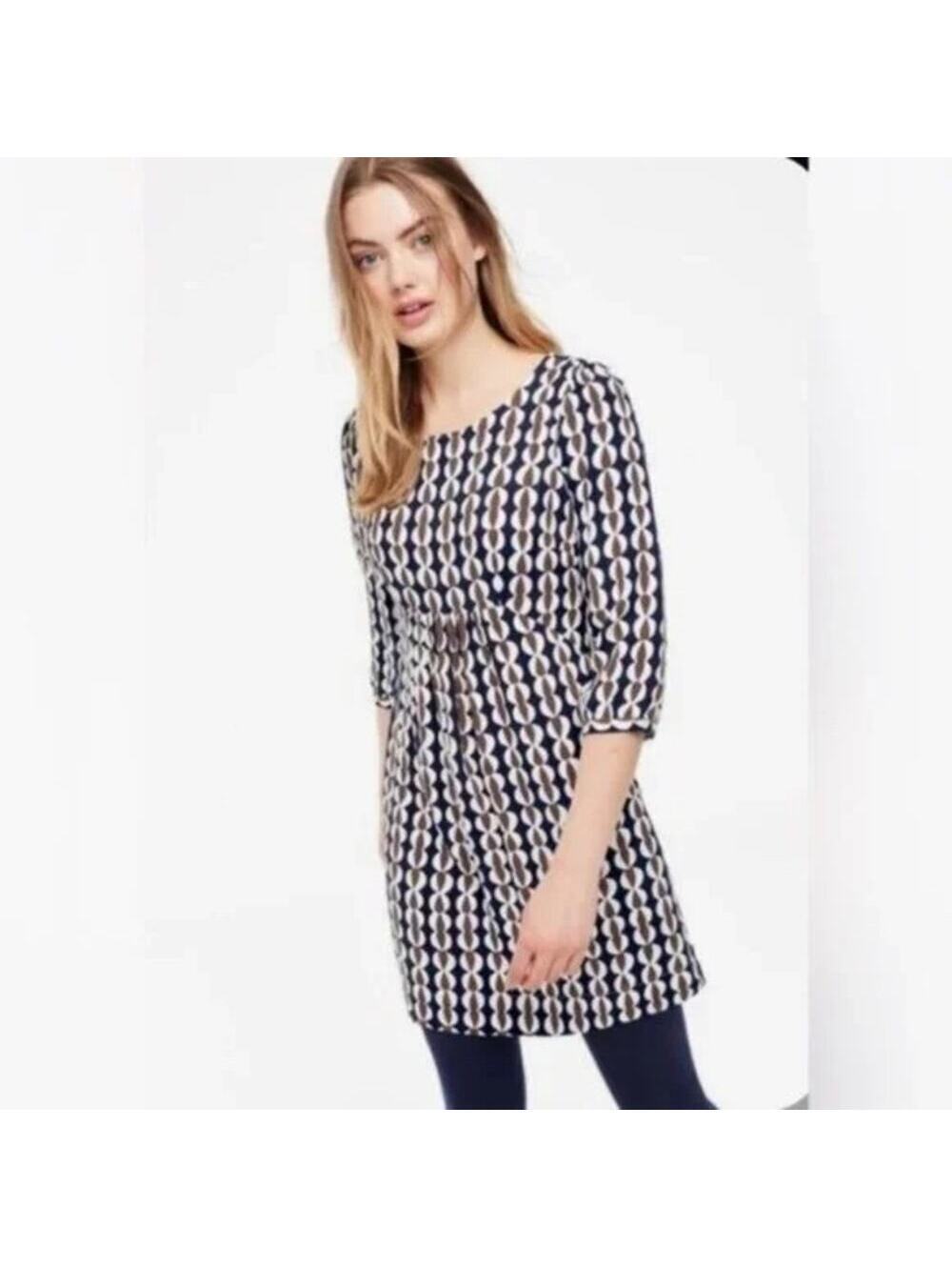Boden EUC Women's Geometric Print Scoop Neck Dress Size 8L